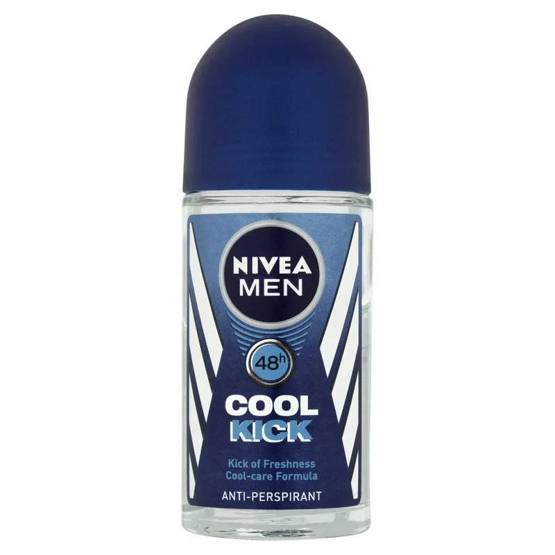 NIVEA Men Cool Kick Anti-Perspirant Roll-On, 1.69 fl oz (50mL), 48H Protection, Cool-Care Formula