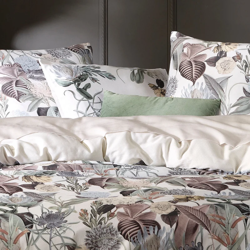 Housse de couette satin de coton - Garden taupe