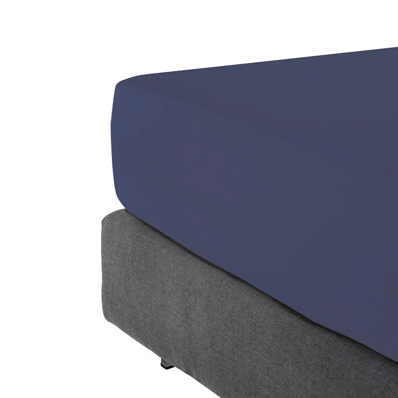 Drap-housse satin de coton - Bleu
