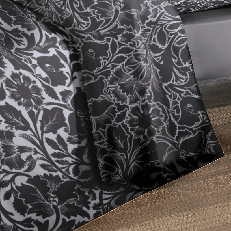 Housse de couette + taie(s) d'oreiller satin de coton - Anthracite