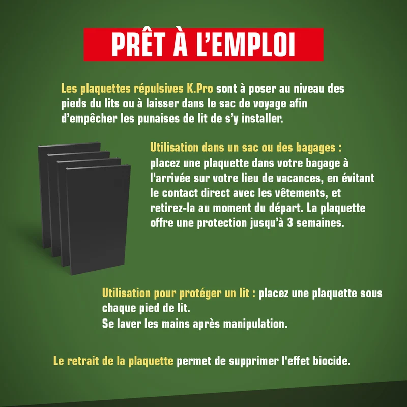 Plaquettes punaises de lit