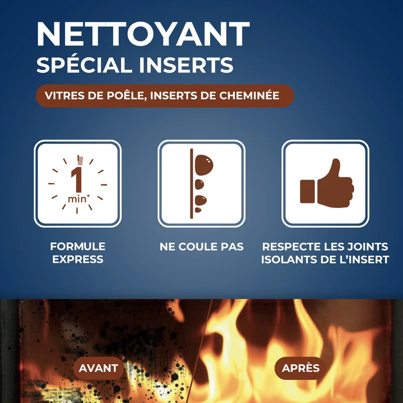Nettoyant express inserts pour poêle & cheminée