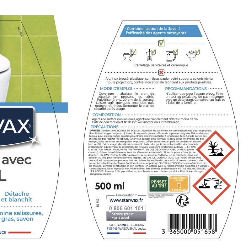 Nettoyant javel pour salle de bains