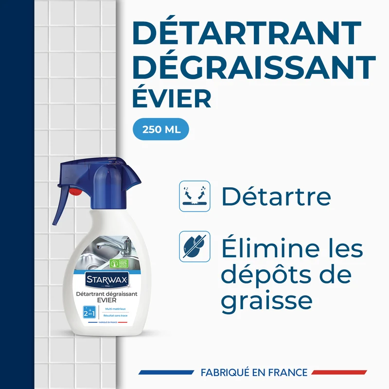 Détartrant dégraissant pour évier