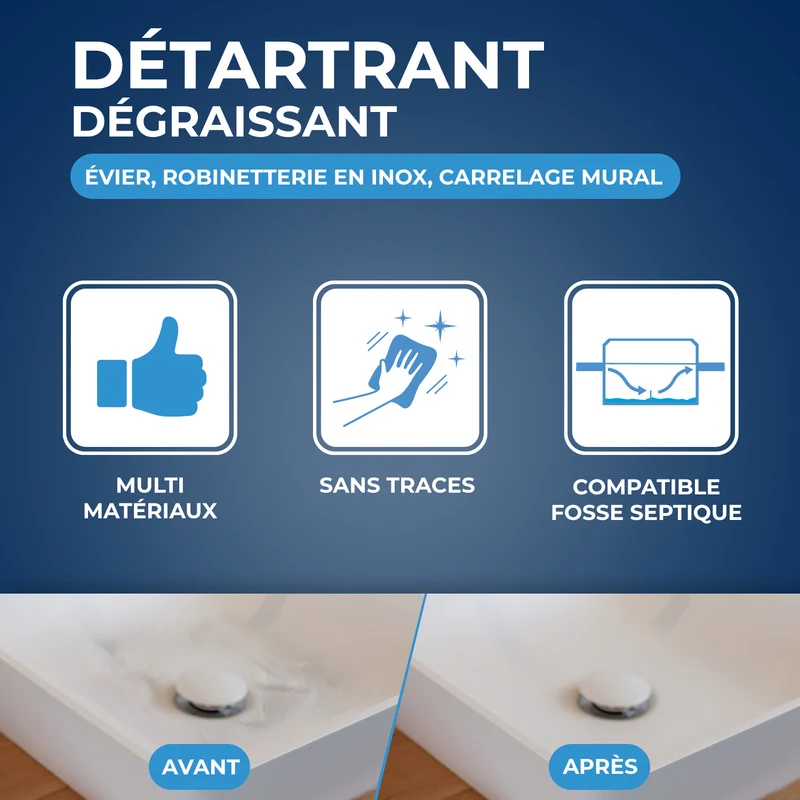 Détartrant dégraissant pour évier