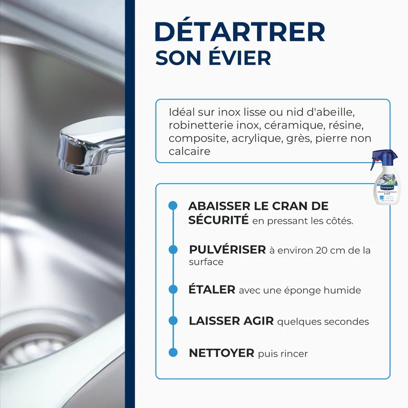 Détartrant dégraissant pour évier