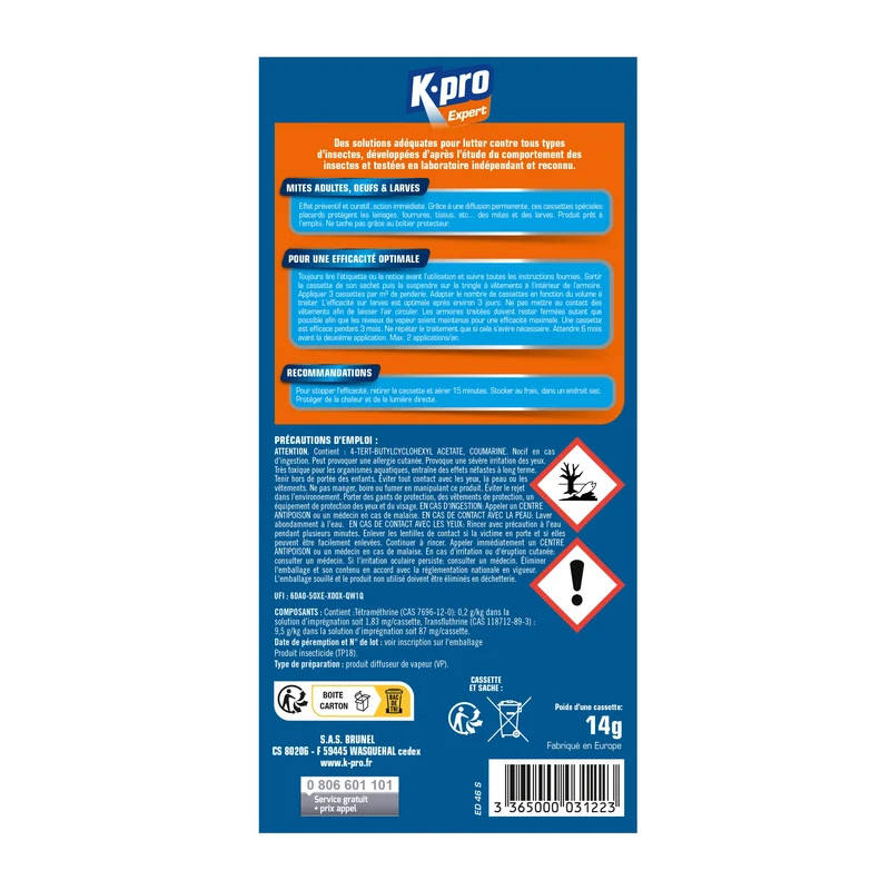 Cassettes contre les mites et larves