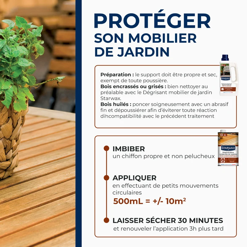 Régénérateur teck et bois exotiques pour mobilier de jardin