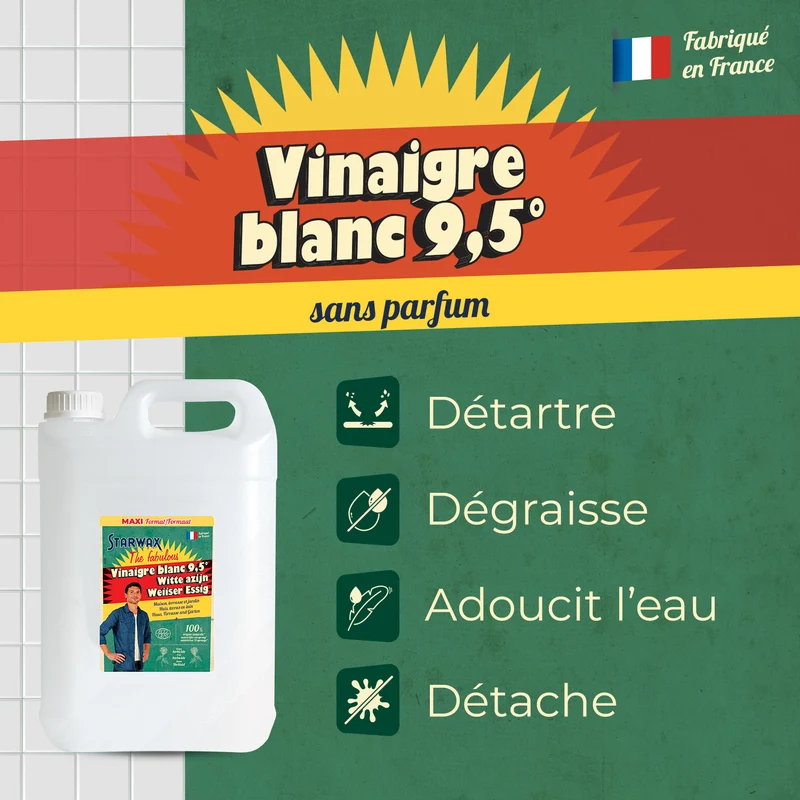 Vinaigre blanc 9.5° sans parfum