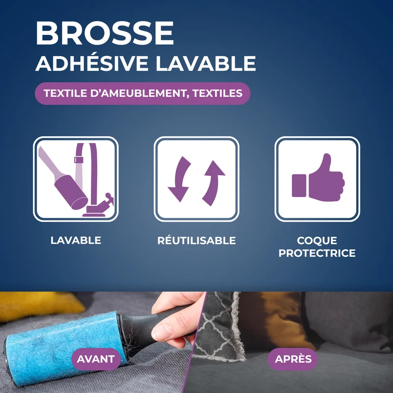 Brosse adhésive lavable