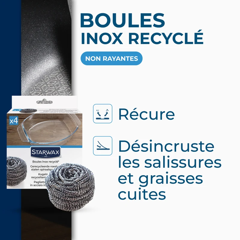 Boules inox recyclées x4 (70% recyclé)