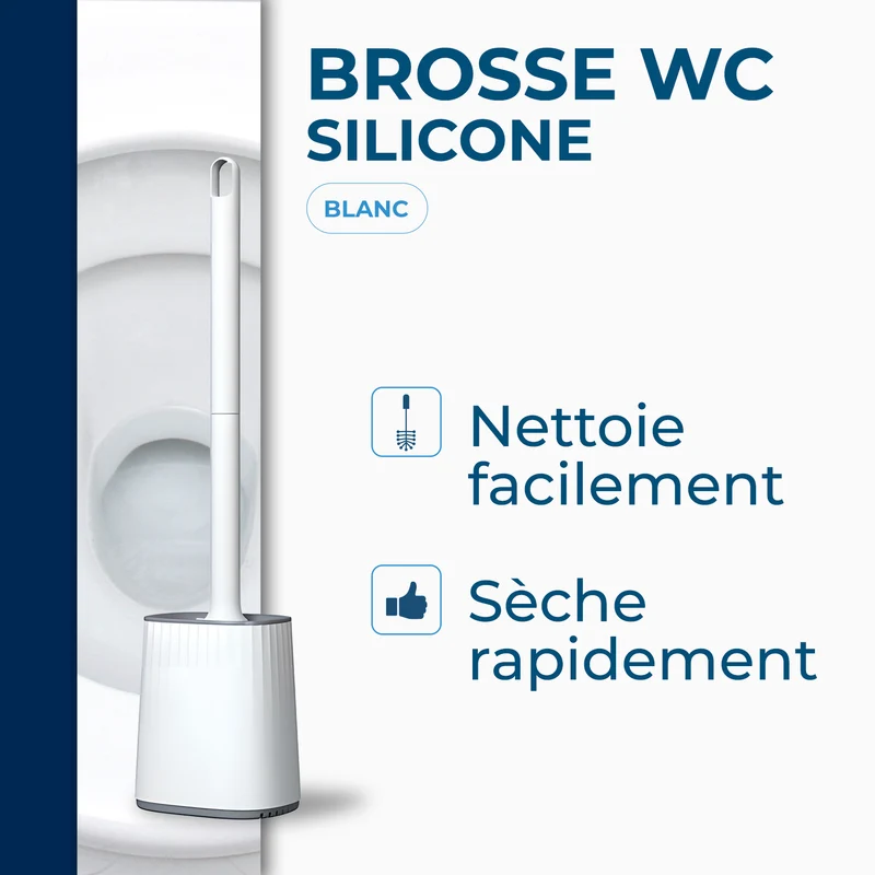 Brosse toilette silicone avec support mural