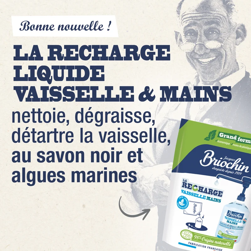 Recharge Liquide Vaisselle Mains Savon noir & Algues Marines grand format