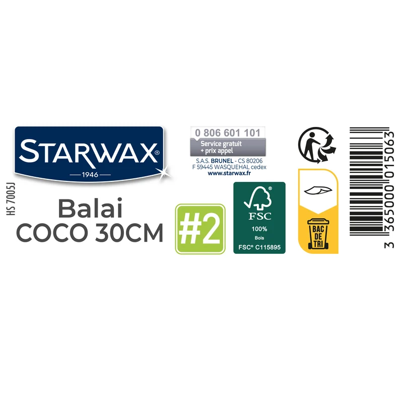 Balai coco 30 cm pour sols extérieurs FSC®