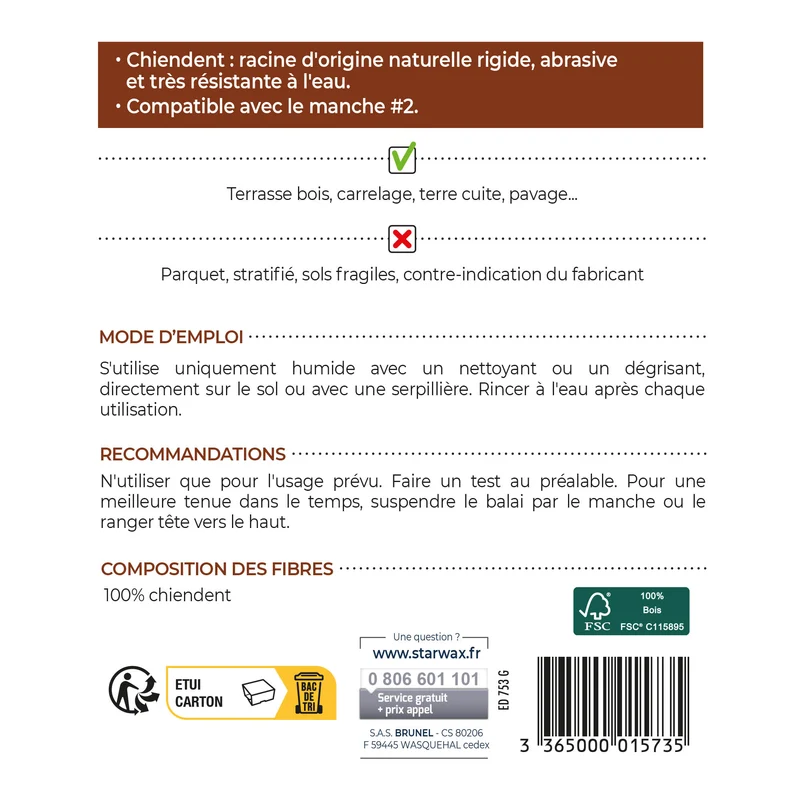 Lave pont chiendent pour terrasses et sols carrelés FSC®
