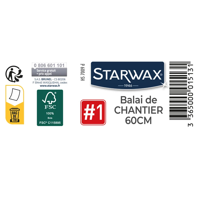 Balai PVC spécial chantier 60 cm FSC®