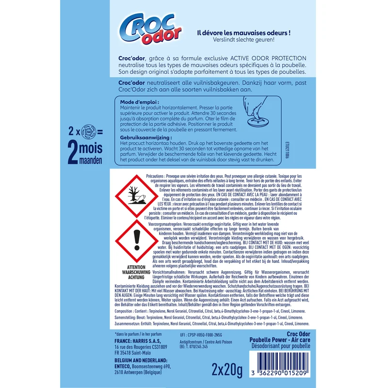Absorbeur d'odeurs Poubelle Power x2