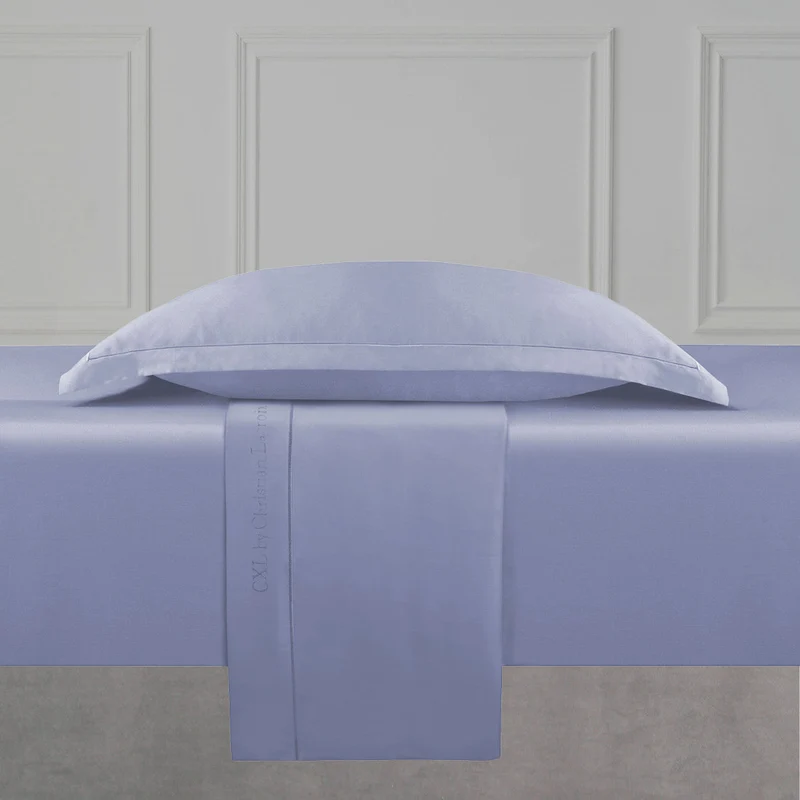 Drap plat satin de coton - Uni 1 baratta Bleu 02