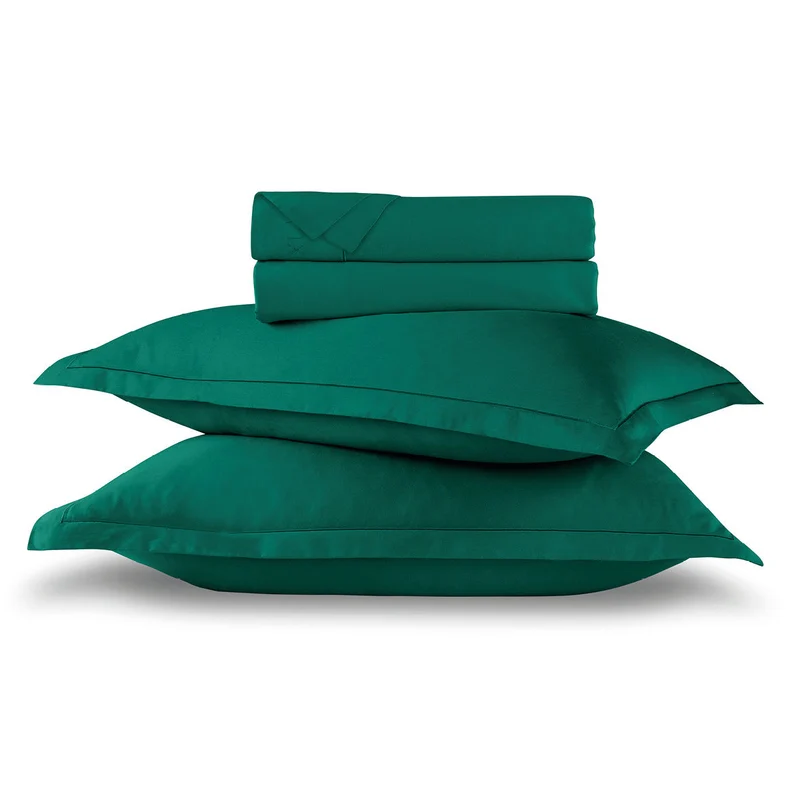 Ensemble de draps satin de coton - Uni 1 baratta Vert 02