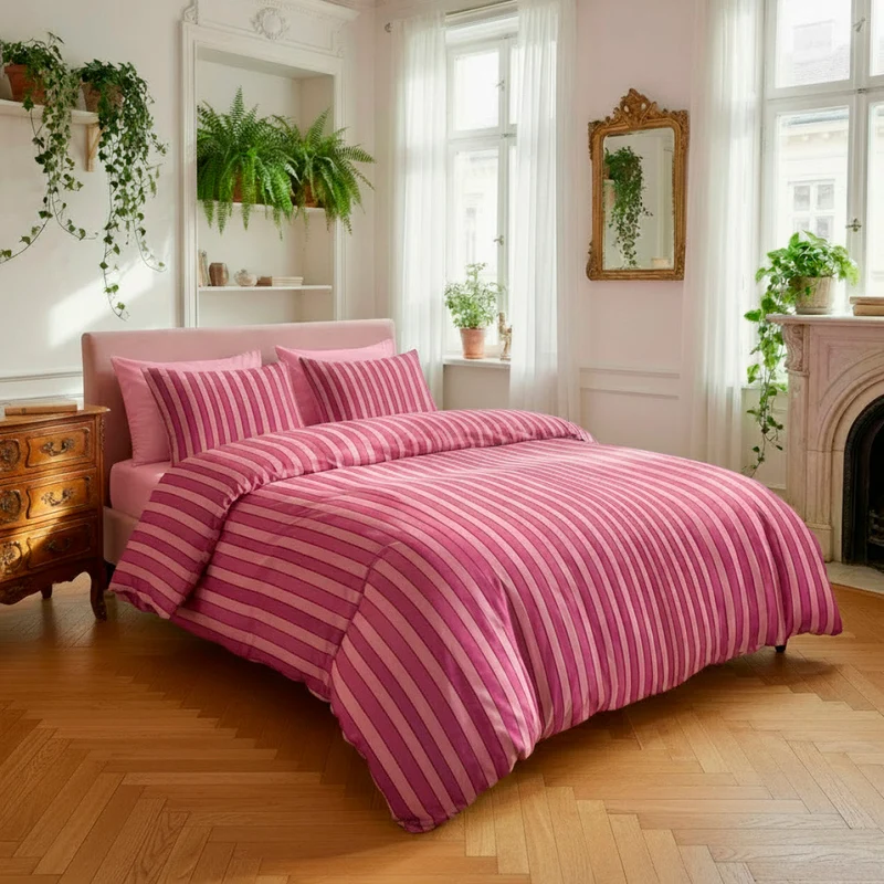 Taie d'oreiller satin de coton - Faisceau Rose