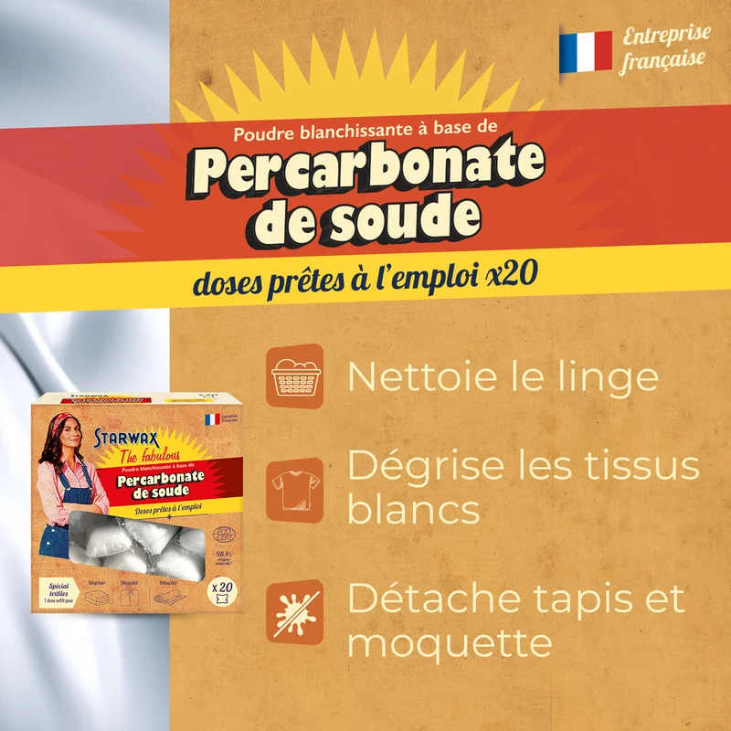 Doses prêtes à l'emploi détachantes & raviveur de blancheur – Percarbonate de Soude