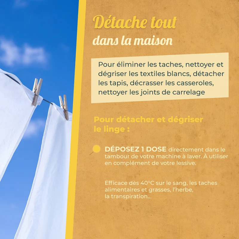 Doses prêtes à l'emploi détachantes & raviveur de blancheur – Percarbonate de Soude