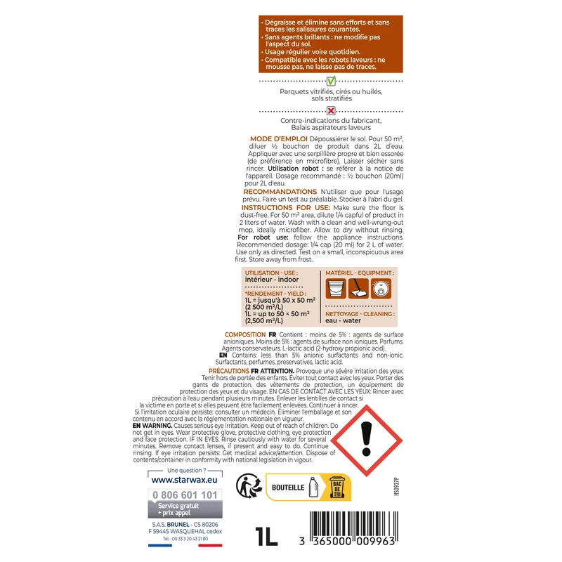 Nettoyant doux pour parquets et sols stratifiés