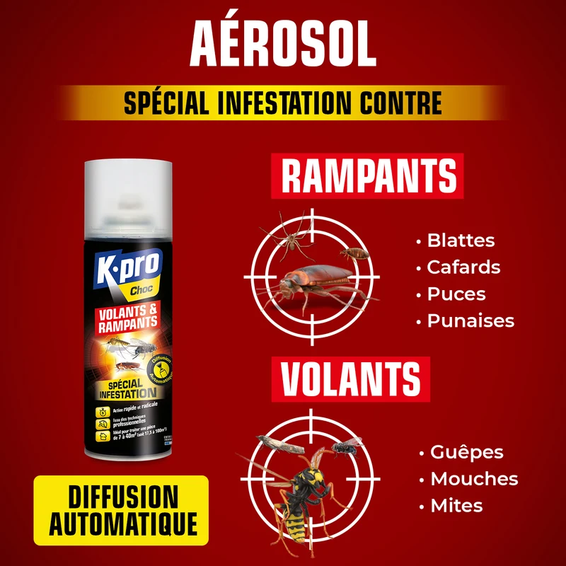 Aérosol diffusion automatique tous insectes