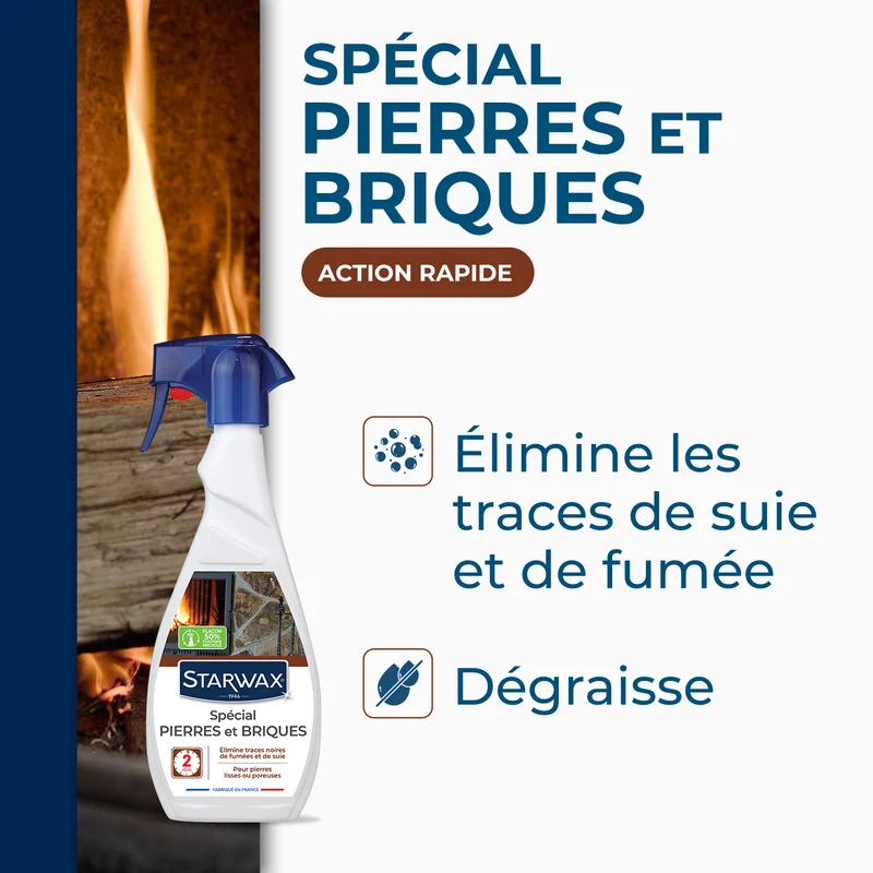 Nettoyant pierres et briques pour cheminée