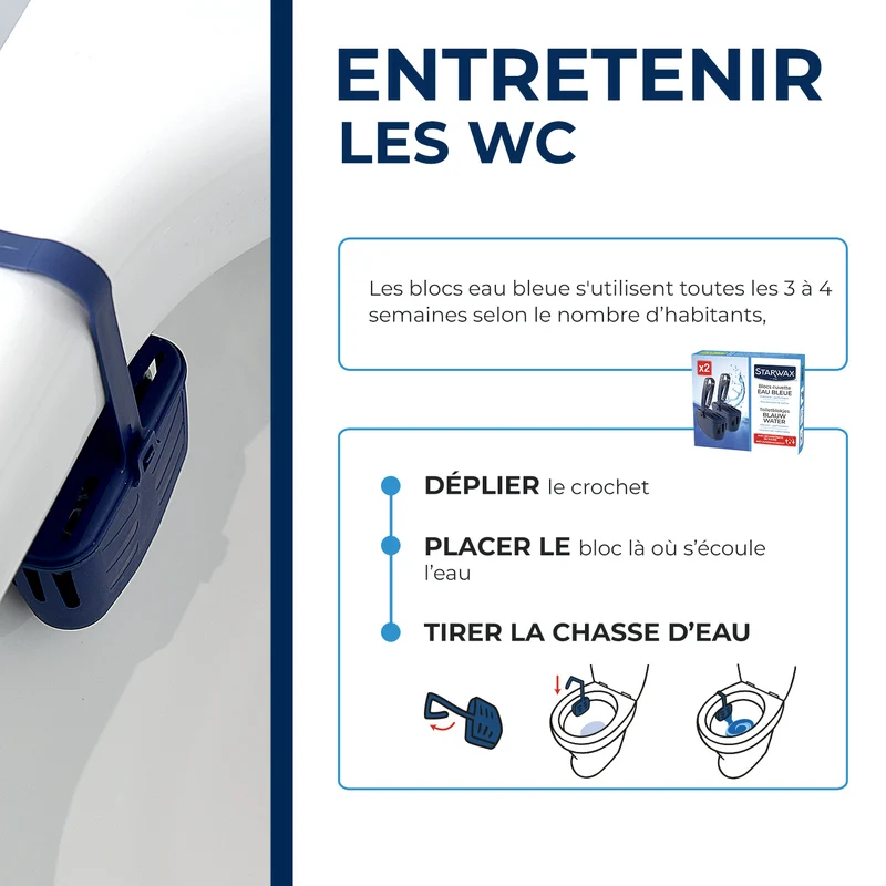 Blocs cuvette eau bleue pour WC