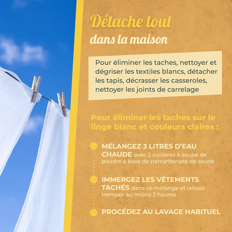 Ma poudre détachante & raviveur de blancheur au percarbonate de soude – Sachet éco