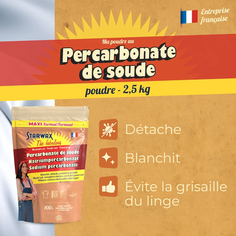 Ma poudre détachante & raviveur de blancheur au percarbonate de soude – Sachet éco