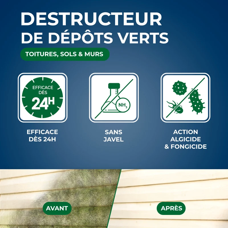 Destructeur de dépôts verts concentré à diluer - grandes surfaces