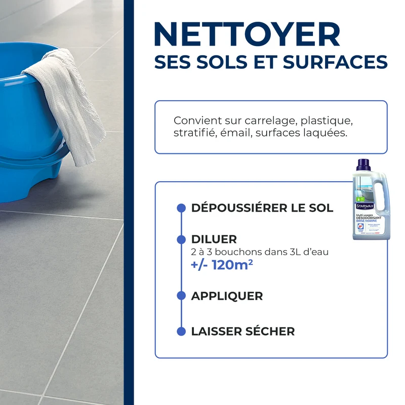Nettoyant désodorisant longue durée parfum brise marine