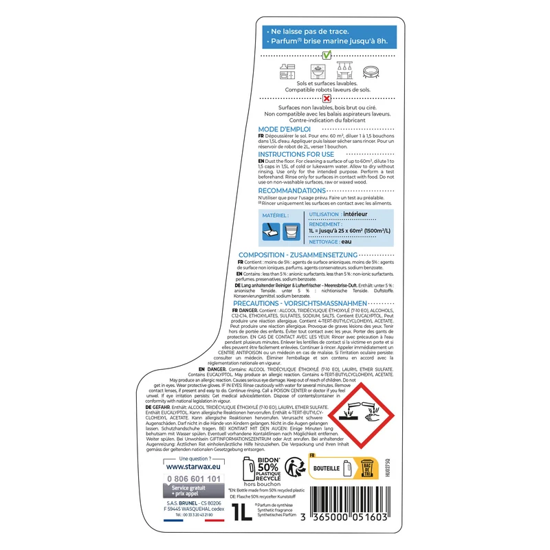 Nettoyant désodorisant longue durée parfum brise marine