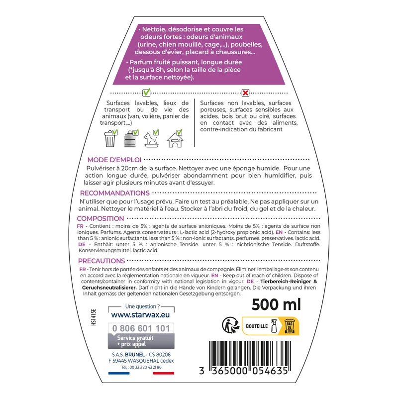 Nettoyant désodorisant surodorant spécial milieu animal
