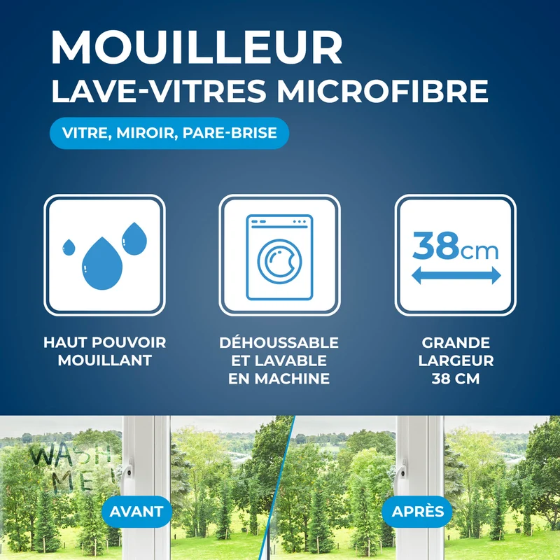 Mouilleur avec housse microfibre pour vitres