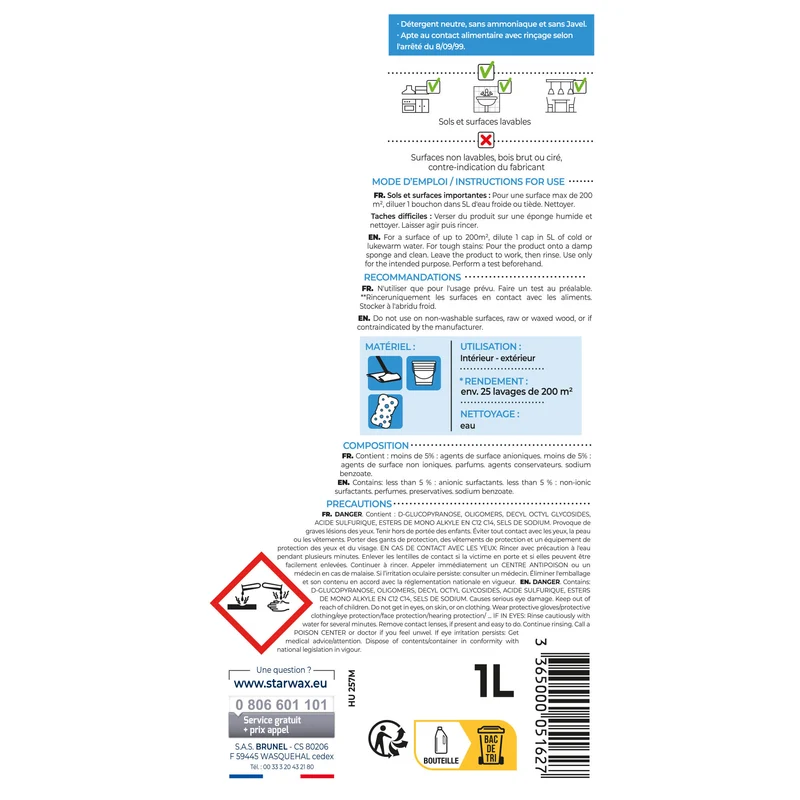 Nettoyant universel multi-usages pH neutre