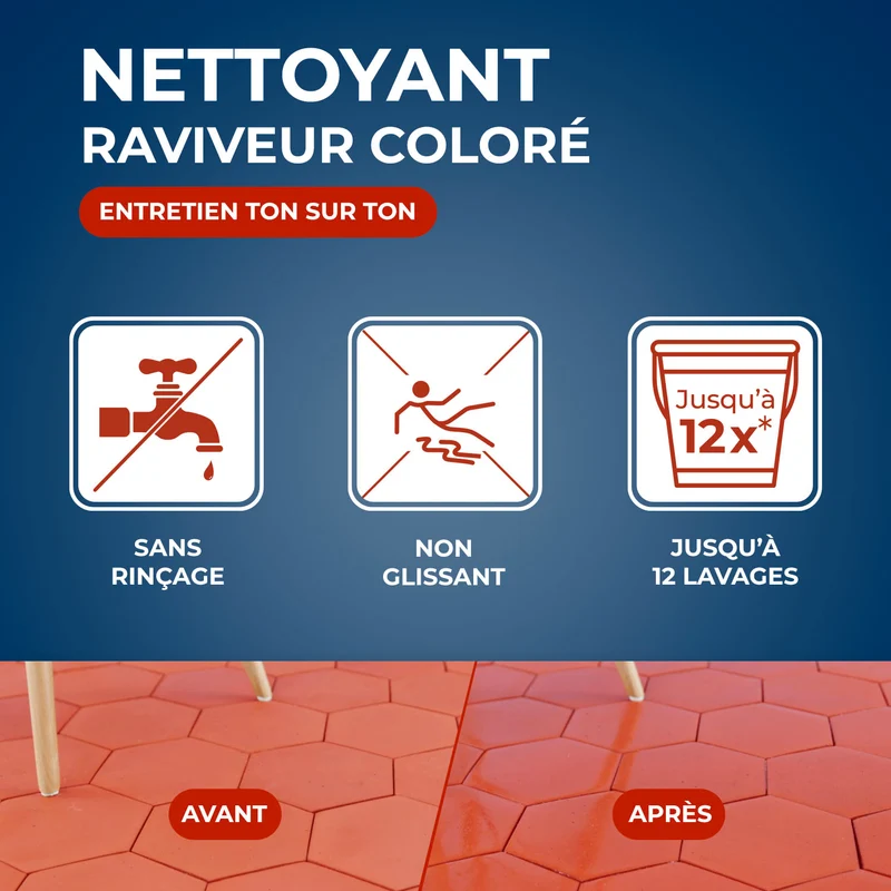 Nettoyant raviveur coloré pour tomettes et terres cuites