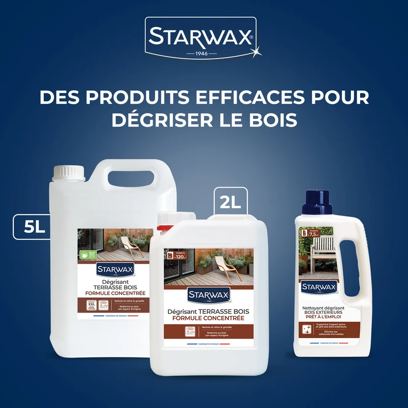 Nettoyant dégrisant pour bois extérieurs