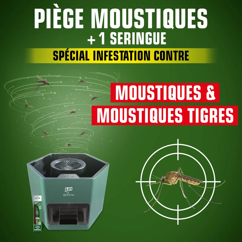 Piège électrique à moustiques et moustiques tigres + 1 seringue d'attractif