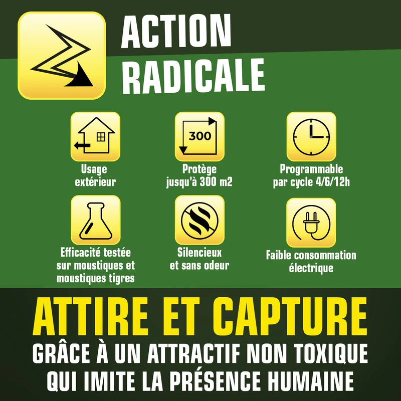 Piège électrique à moustiques et moustiques tigres + 1 seringue d'attractif
