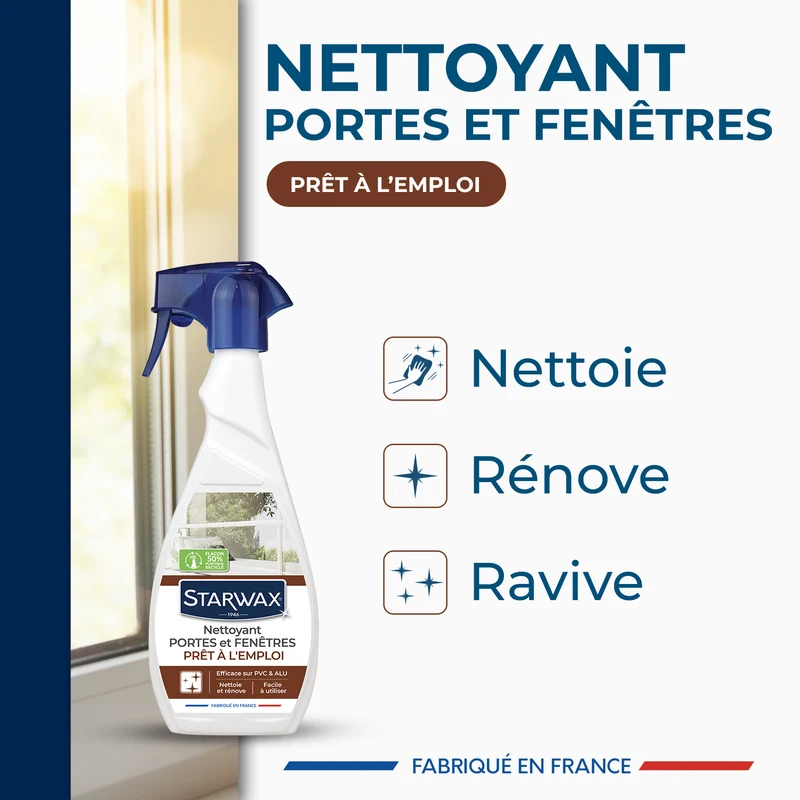 Nettoyant portes et fenêtres prêt à l'emploi