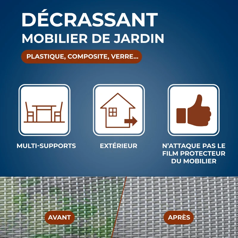 Décrassant multi-supports pour mobilier de jardin
