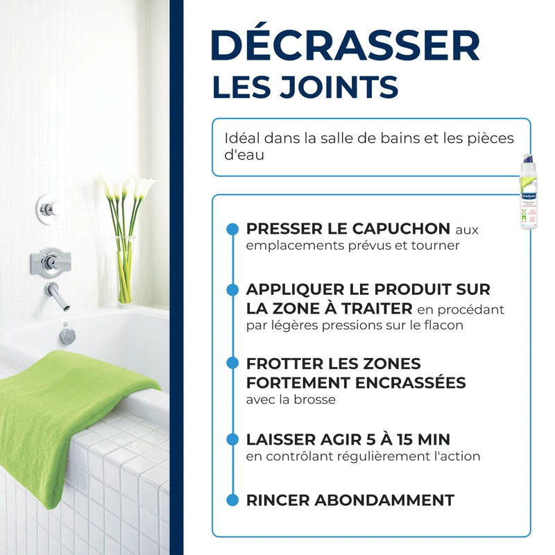 Rénovateur joints - action blanchissante avec Javel - Gel avec brosse intégrée