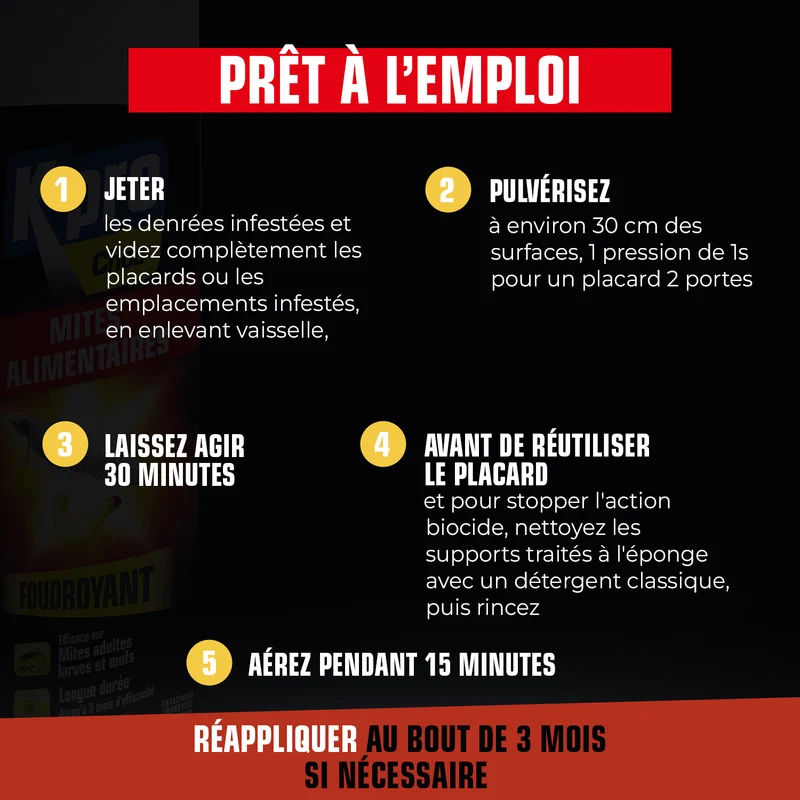 Aérosol foudroyant mites alimentaires