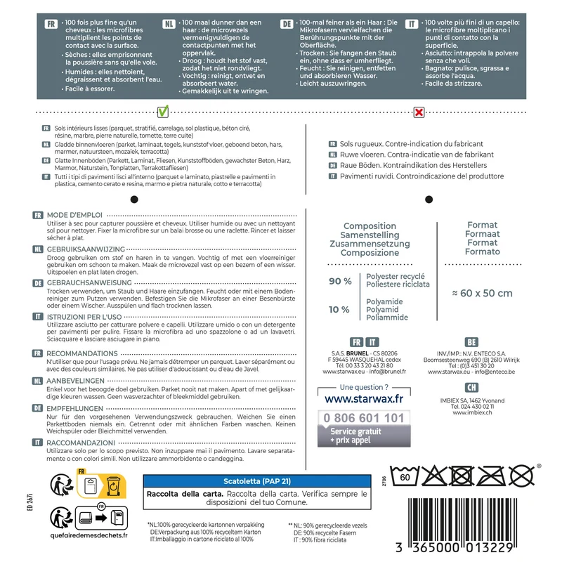 Serpillière microfibre pour sols lisses
