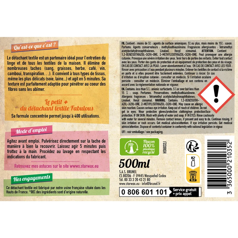 Spray détachant au fiel de boeuf
