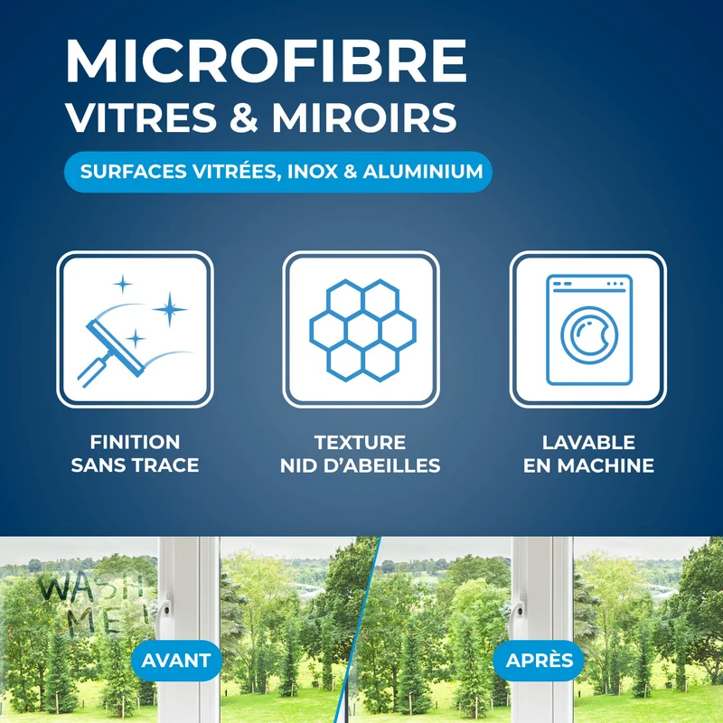 Microfibre vitres et miroirs