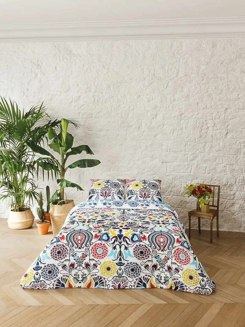 Pack linge de lit - Parure Love stories Mulitcolor + Drap-housse blanc cassé